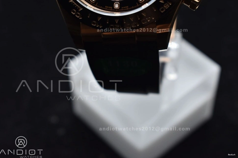 Best Daytona SH4130 116518 Oysterflex Strap RG 1:1 APSF Dial Rubber on Black Edition 0404